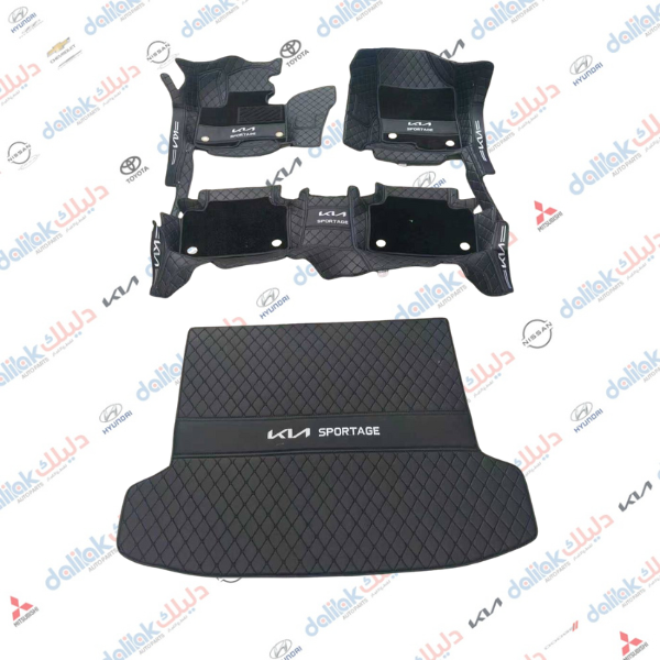 ارضيات 5 قطع جلد مع كاربد مع الدوسة سبورتج 2025-2017 بيجي-اسود