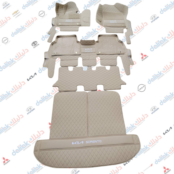 ارضيات 6 قطع جلد مع كاربد مع الدوسة سورنتو2025-2017اسود-بيجي-رصاصي